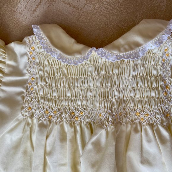 Yellow pastel vintage 1980 spring dress for infant - Picture 4 of 6
